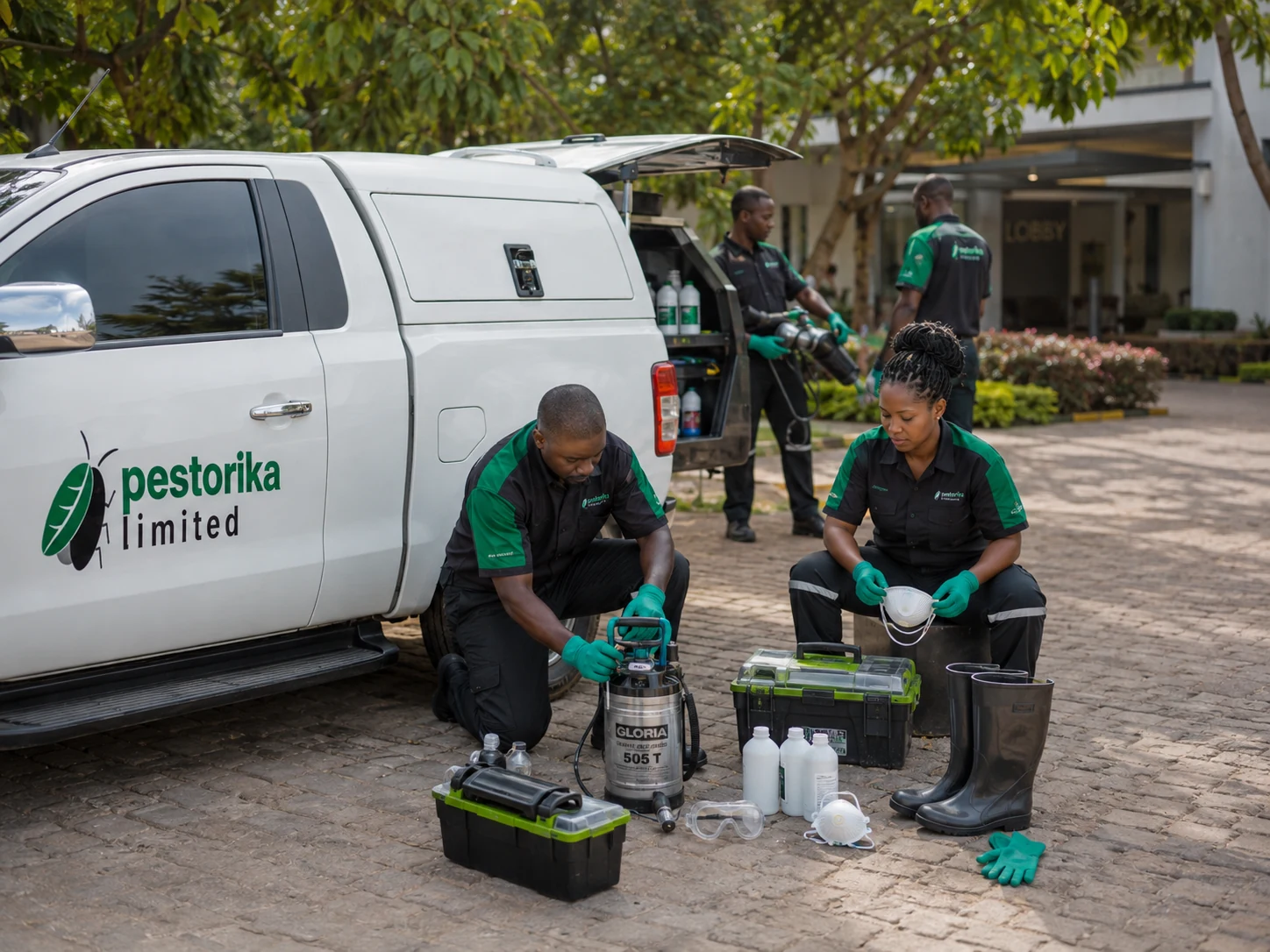 Pestorika equipment and protective gear prepared for service